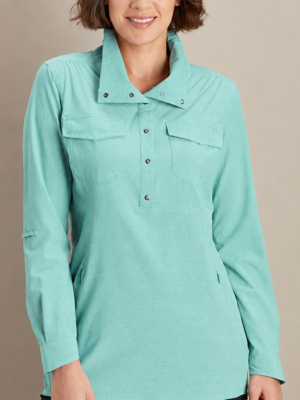 Duluth Trading Sol Survivor Tunic Large UPF 50+ Seafoam Sun Shirt